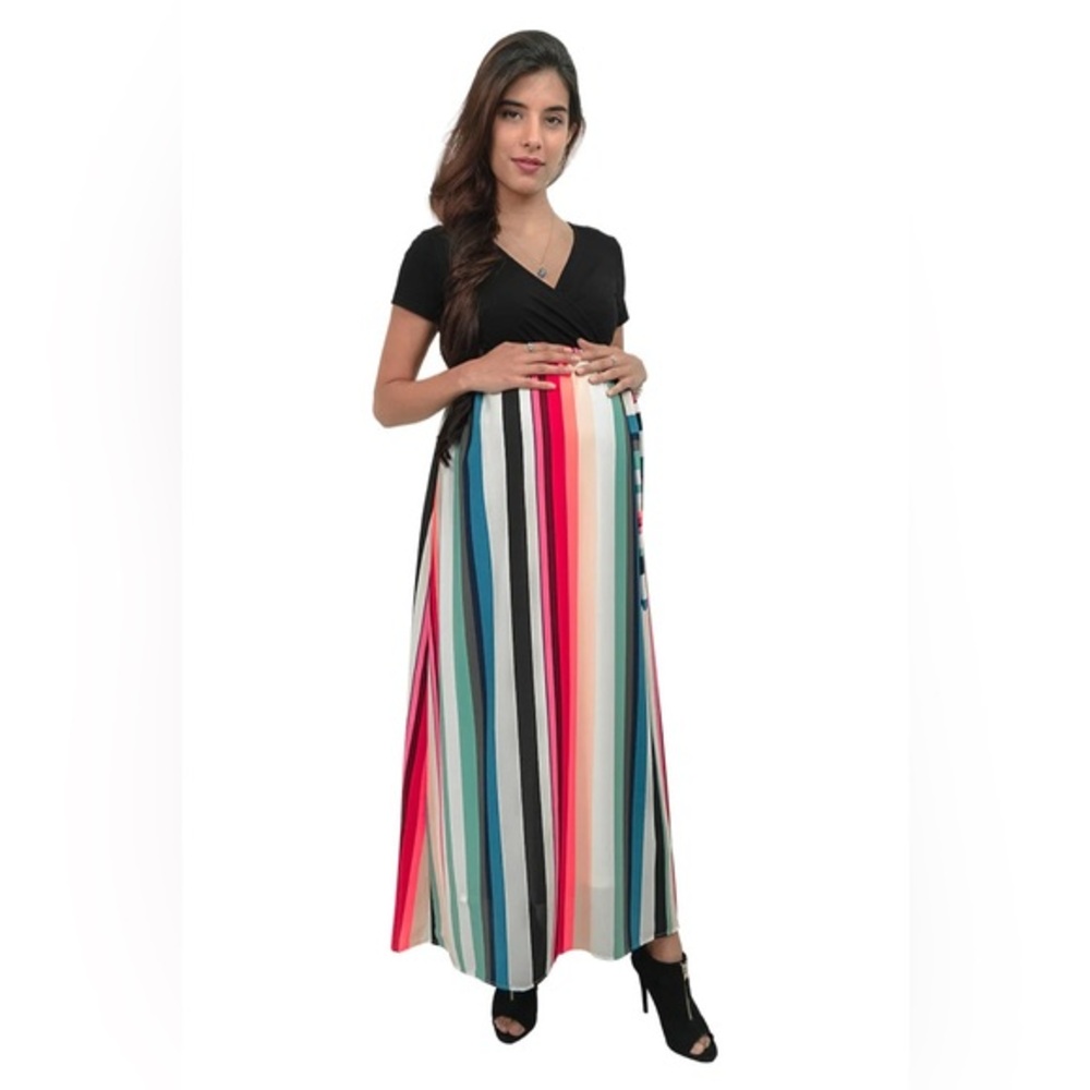 M25 NWT Mama‎ Mia Empire Waist Surplice Neck Maternith Dress -Size: MX34 (US 10)